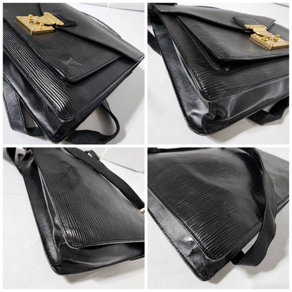 Authentic LOUIS VUITTON Epi Monceau Satchel Bag Black - Picture 6 of 14